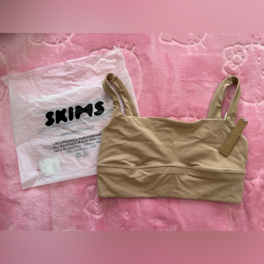 NWT SKIMS Square Neck Longline Bralette in Clay